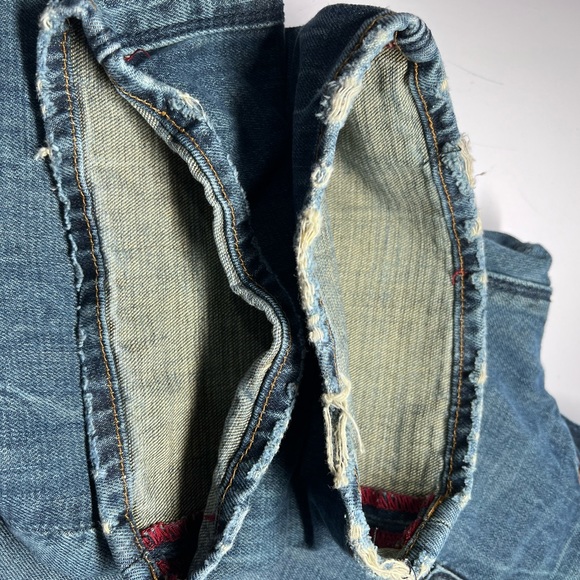 Akko Snap Back Embroidered Eagle Pockets King Of Oneself Distressed Jeans 38x32 - Picture 11 of 12